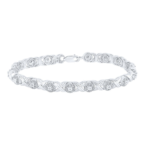 10k White Gold Womens Round Diamond Fashion Bracelet 5/8 Cttw