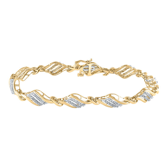 10k Yellow Gold Womens Round Diamond Fashion Bracelet 1/2 Cttw