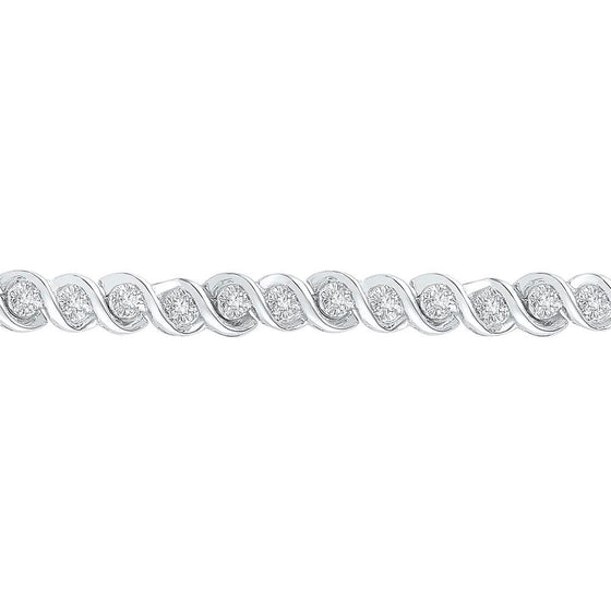 10k White Gold Womens Round Diamond Tennis Bracelet 1/2 Cttw