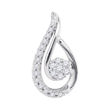  10k White Gold Womens Round Diamond Teardrop Cluster Pendant 1/4 Cttw