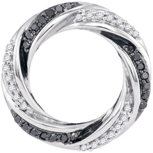  10k White Gold Womens Round Black Color Enhanced Diamond Circle Pendant 1/4 Cttw