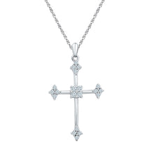  10k White Gold Womens Round Diamond Cross Pendant 1/4 Cttw