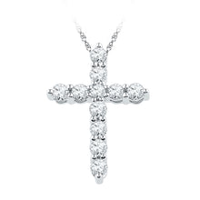  10k White Gold Womens Round Diamond Cross Pendant 1/3 Cttw