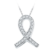  10k White Gold Womens Diamond Ribbon Awareness Symbol Pendant 1/10 Cttw