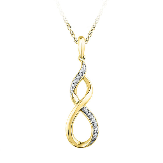 10k Yellow Gold Womens Round Diamond Twist Fashion Pendant 1/20 Cttw