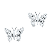  10k White Gold Womens Round Diamond Butterfly Earrings 1/5 Cttw