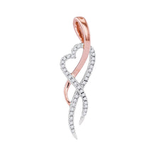  10k Rose Gold Womens Round Diamond Heart Pendant 1/8 Cttw