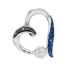  Sterling Silver Womens Round Blue Color Enhanced Diamond Heart Pendant .03 Cttw
