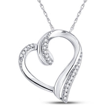  Sterling Silver Womens Round Diamond Heart Pendant 1/10 Cttw