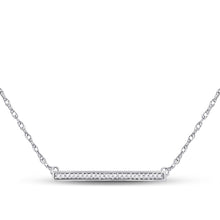  10k White Gold Womens Round Diamond Horizontal Bar Pendant Necklace 1/10 Cttw