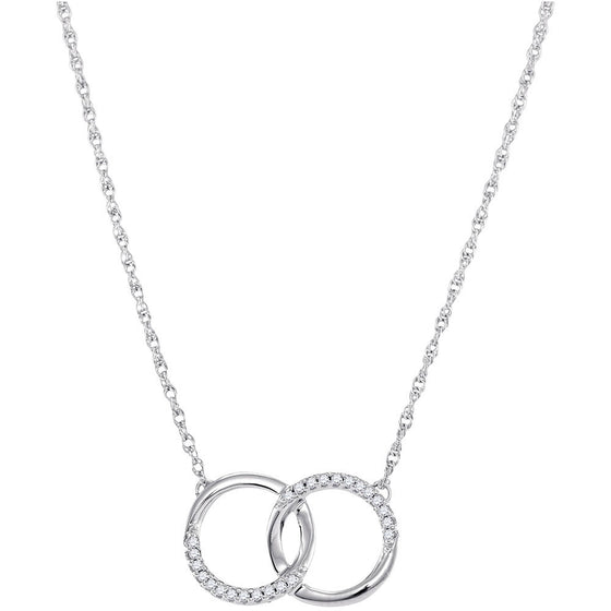 10k White Gold Womens Round Diamond Double Fashion Necklace 1/10 Cttw