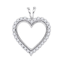  10k White Gold Womens Round Diamond Heart Outline Pendant 1/4 Cttw