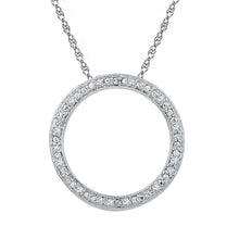  Sterling Silver Womens Round Diamond Circle Outline Pendant 1/20 Cttw