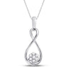 10k White Gold Womens Round Diamond Infinity Cluster Pendant 1/8 Cttw