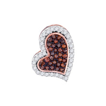  10k Rose Gold Womens Round Red Color Enhanced Diamond Heart Pendant 1/8 Cttw