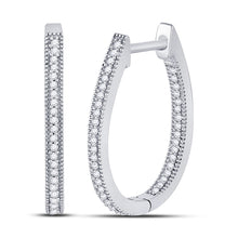  10k White Gold Womens Round Diamond Hoop Earrings 1/4 Cttw