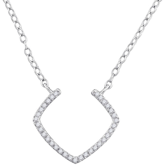 10k White Gold Womens Round Diamond Fashion Necklace 1/10 Cttw