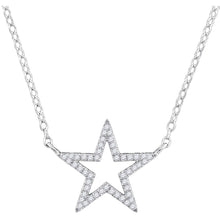  10k White Gold Womens Round Diamond 18-inch Star Necklace 1/8 Cttw