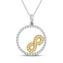  10k Two-tone Gold Womens Round Diamond Infinity Circle Pendant 1/4 Cttw