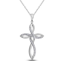 10k White Gold Womens Round Diamond Cross Pendant 1/10 Cttw