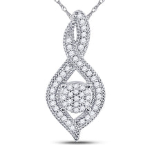 10k White Gold Womens Round Diamond Nested Cluster Pendant 1/6 Cttw