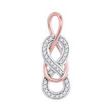  10k White Gold Womens Round Diamond Double Linked Rose-tone Infinity Pendant 1/10 Cttw