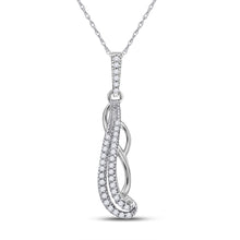  10k White Gold Womens Round Diamond Dangle Fashion Pendant 1/8 Cttw