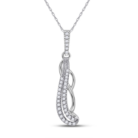 10k White Gold Womens Round Diamond Dangle Fashion Pendant 1/8 Cttw
