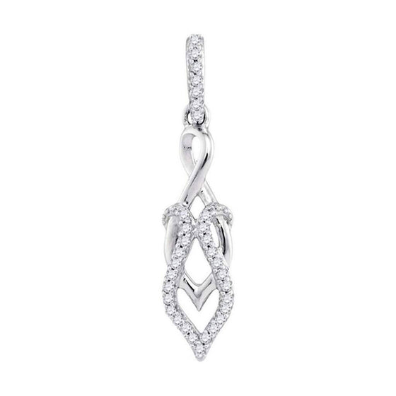 10k White Gold Womens Round Diamond Fashion Pendant 1/10 Cttw