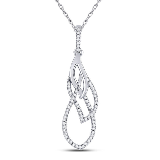 10k White Gold Womens Round Diamond Fashion Pendant 1/6 Cttw