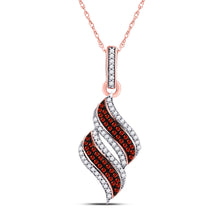  10k Rose Gold Womens Round Red Color Enhanced Diamond Cascading Fashion Pendant 1/3 Cttw