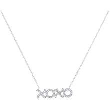  10k White Gold Womens Round Diamond XOXO Hugs Kisses Letter Pendant Necklace 1/6 Cttw