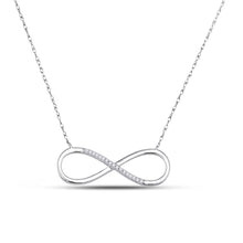  10k White Gold Womens Round Diamond Infinity Pendant Necklace 1/20 Cttw