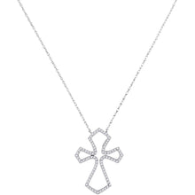  10k White Gold Womens Round Diamond Cross Pendant 1/4 Cttw