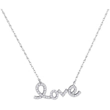  10k White Gold Womens Round Diamond Love Pendant Necklace 1/6 Cttw