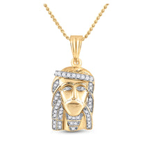  10k Yellow Gold Mens Round Diamond Jesus Face Charm Pendant 1/3 Cttw