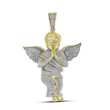  10k Yellow Gold Mens Round Diamond Angel Charm Pendant 1 Cttw