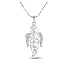  Sterling Silver Mens Round Diamond Angel Charm Pendant 1/20 Cttw