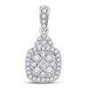 14k White Gold Womens Princess Diamond Fashion Cluster Pendant 3/8 Cttw