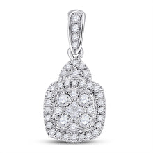  14k White Gold Womens Princess Diamond Fashion Cluster Pendant 3/8 Cttw