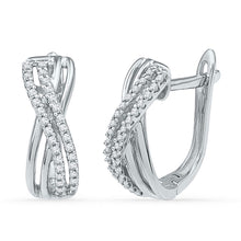  10k White Gold Womens Round Diamond Hoop Earrings 1/5 Cttw
